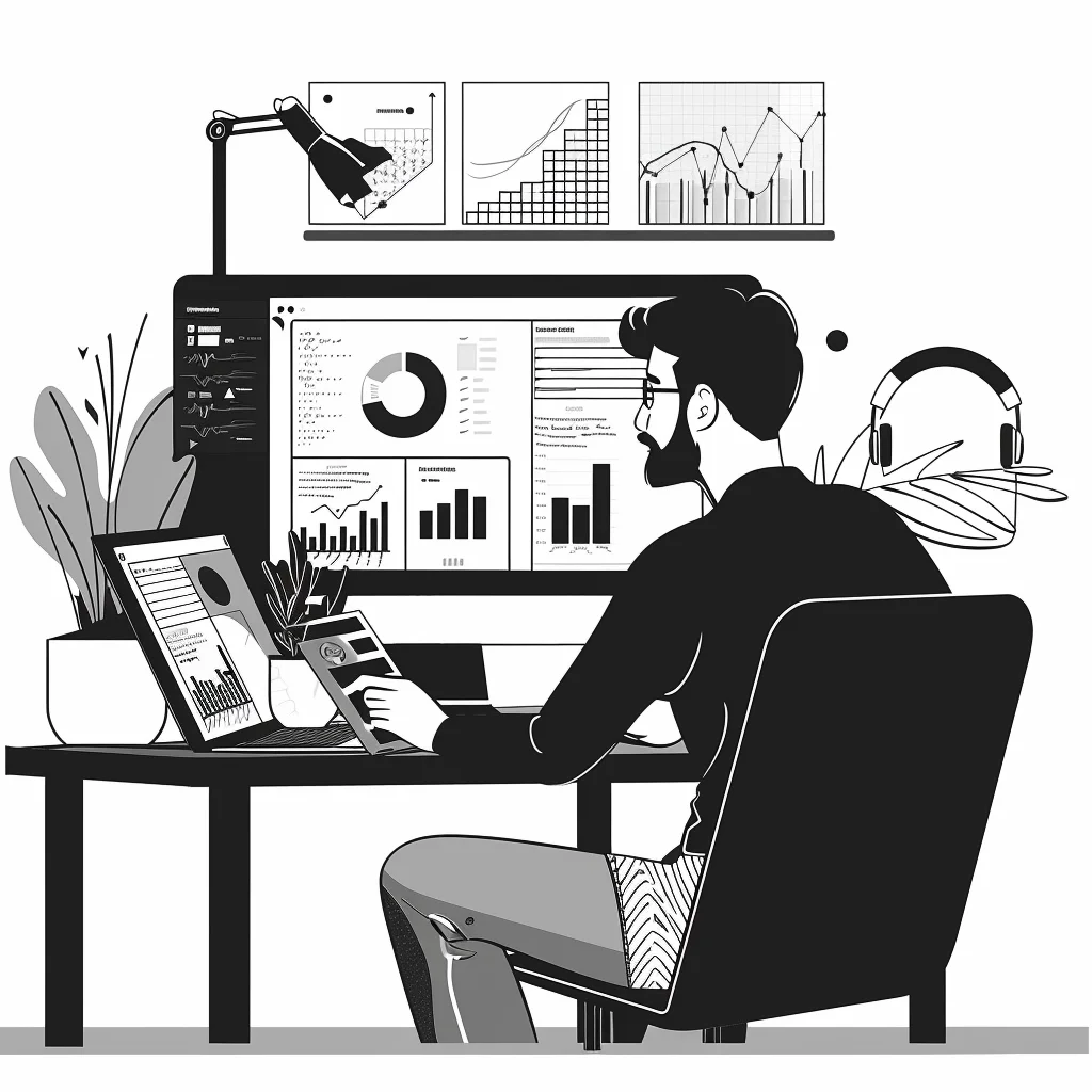 Specjalista SEO analizuje dane i optymalizuje stronę internetową, aby zwiększyć widoczność w wyszukiwarkach.
